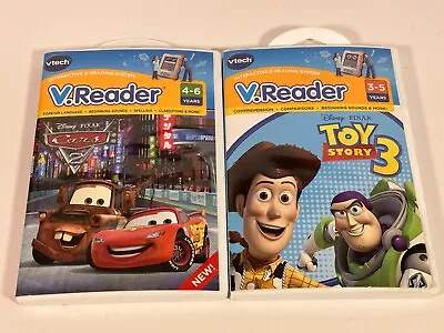 Lot Of  2 VTech V Reader Learning System Games Disney Cars  Toy Story 3 TESTED • $13.19
