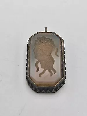 Vintage Brass Tone Glass Intaglio Cameo Pendant Charm • $36