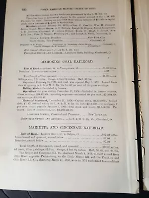 1879 Train Report MARIETTA & CINCINNATI RAILROAD Ludlow Grove Belpre Ohio  • $8.95