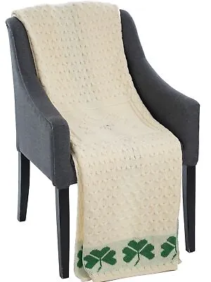 SAOL Shamrock Aran Throw 100% Merino Wool Irish Blanket Honeycomb Knit 58  X 40  • £80.63