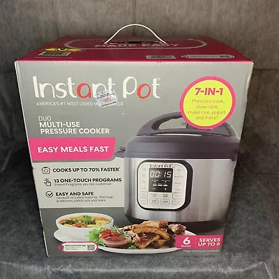 NIB Instant Pot Duo 6 Quarts 7-in-1 Slow Cooker/Pressure Cooker Stainless Steel • $64.46