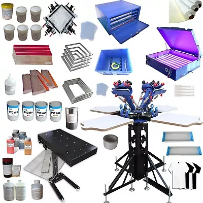 TECHTONGDA® 4 Color 4 Station Screen Printing Machine Kit W/Full Equipment • $3139.50