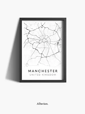 Manchester City Map Location Print Poster Decor Wall Art Moving New Home Gift • £27.99