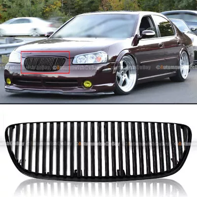 For 02 03 2002 2003 Nissan Maxima Glossy Black Vertical Front Bumper Hood Grille • $39.99