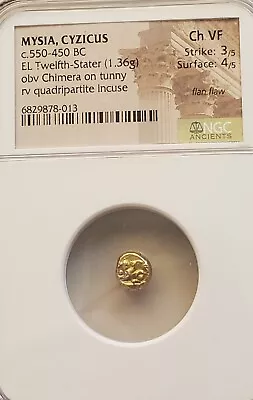 Mysia Cyzicus Chimera Twelfth-Stater NGC CH VF Ancient Electrum Coin • $749