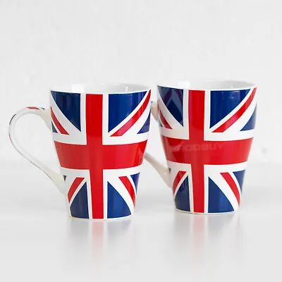 Set Of 2 X UK Union Jack Flag Mugs Cups Drinks Tea Coffee Souvenir London Gifts • £13.99