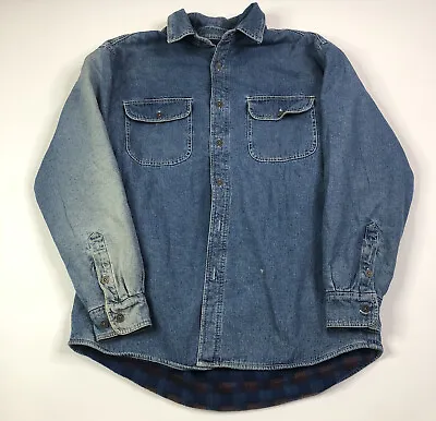 $11.98 • Buy Vtg Levis Strauss Fleece Lined Jean Jacket Blue Denim Button Up Size Mens Large
