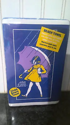 NEW VTG 90's Morton Salt Iconic Girl Umbrella Beach Towel 33x64 Cotton Velour • $14.25