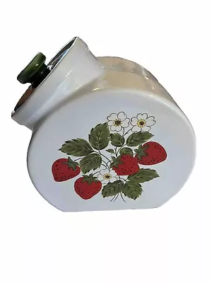 Vintage Nelson McCoy Cookie Jar Canister W-Lid Strawberry Country Tilted Front • $29.99