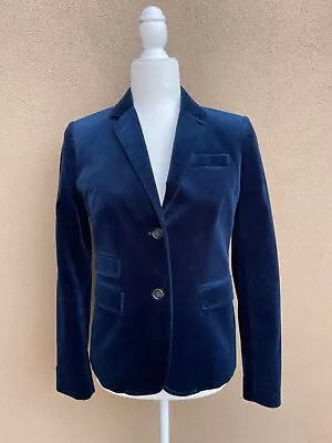 J Crew Velvet Blazer Jacket Womens Size 2 Navy Stretch NEW! Retail: $328 • $145