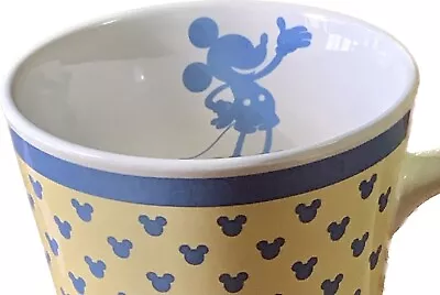 Mickey Mouse Disney Coffee Cup 10 Oz Blue Yellow White 4” Tall 3-5/8 D Excellent • $7.95