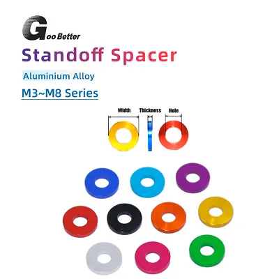 Aluminium Anodised M3 M4 M5 M6 M8 Metric Colourful Flat Washers Spacer Gasket • £1.42