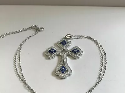 3Ct Round Cut Lab-Created Sapphire Men's Cross Pendant 14k White Gold Plated • $172.55