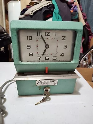 Acroprint 150NR4 Model 125 Analog Manual Print Time Clock - Green W Key • $50