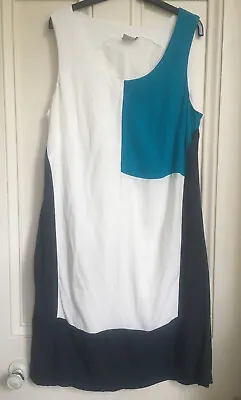 Miss Captain Trend Blue And White Sleeveless Dress Size M  UK 12 • £6