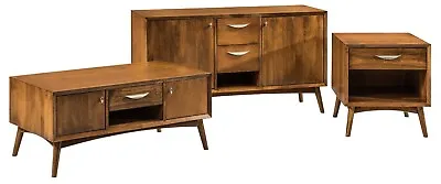 Amish Mid Century Modern Occasional 3 Table Set Home Furniture Solid Wood Maple • $4636.23