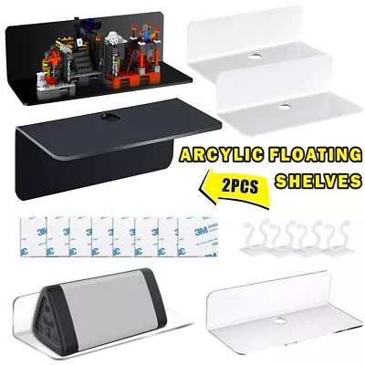 Acrylic Floating Shelf Wall Mounted Small Display Shelves Speaker Holder Rack • £9.99