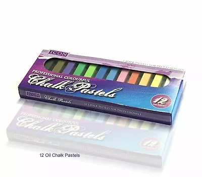 Chalk Pastels Mixed Colours Artist Draw Sketch Blend Quality Art Work Box Of 12 • £7.99