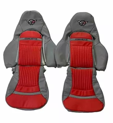 Corvette C5 Sports 1997-2004 In Red & Gray Fuax Leather Car Seat Covers • $270