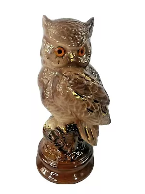 Vintage Table Lamp Ceramic Light Up Owl 11 Inch Lamp Nightlight Brown Orange MCM • $54.95