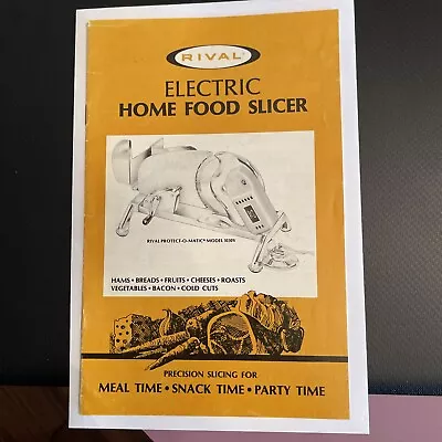 $7 • Buy Rival Electric Food Slicer 1030V Instruction & Idea Book Manual Snack Party Food
