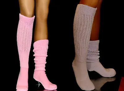 2 Slouch Socks Lilac Pink Long Sexy Warm Comfy Scrunchie Soccer Hooters Uniform  • $18.26