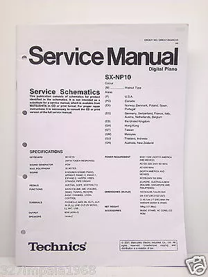 Technics Original Service Manual Schematics SX-NP10 Digital Piano • $16