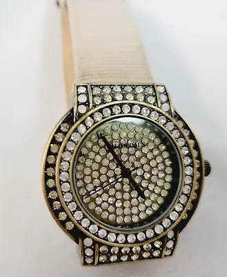 HEIDI DAUS  Greek Key  Pave' Crystal Tan Fabric- Strap Watch B8646 • $74.01