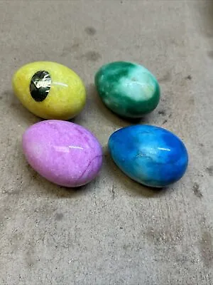 U1 Set Of 4 K's Collection Marble Alabaster Eggs Yellow Blue Pink Green • $14.99