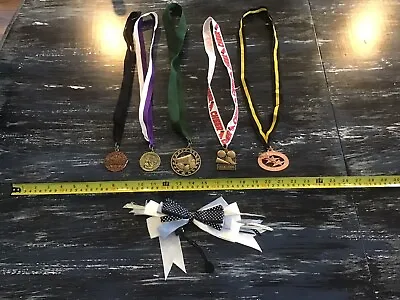 5 Vintage Cheerleading Medals And Bow See Pictures And Description Lot C • $0.99