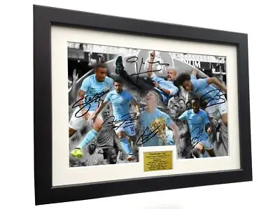 Signed  CHAMPIONS 2017/18  Manchester City Autographed Photograph Picture Frame • £25
