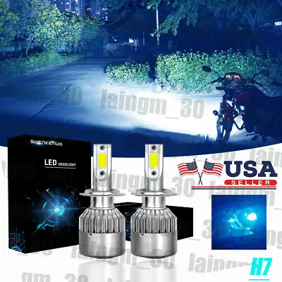 H7 Motorcycle LED Headlights Bulbs Kit High/Low Beam 55W 8000LM 8000K Ice Blue • $14.69