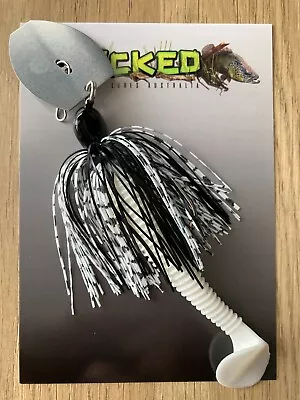 WHACKED LURES AUST ~ 3/4oz CHATTERBAIT ~ PEPPERED WHITE ~ Paddle Tail Trailer • $15