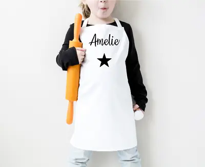£7.99 • Buy Kids Personalised Apron With Name And Star. Baking/Cooking Apron With Pocket