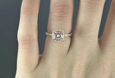 $1750 14K Rose Gold Round Diamond Peach Morganite Cocktail Ring Band Size 5 • $725