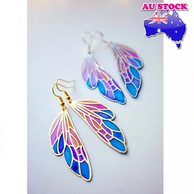 Retro Bohemian Silver/Gold Tone Colourful Butterfly Wing Tassel Earrings Gift • $9.96