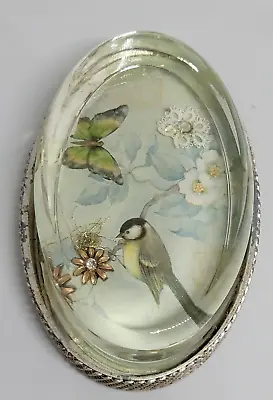 $0.99 • Buy CREATIVECO-OP Glass Oval Paperweight With Bird And Butterfly Image B31213