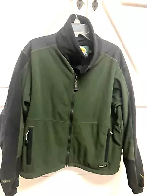 Mens Cabelas Full Zip Fleece Jacket Black Green Size L Thinsulate Supreme • $14.99