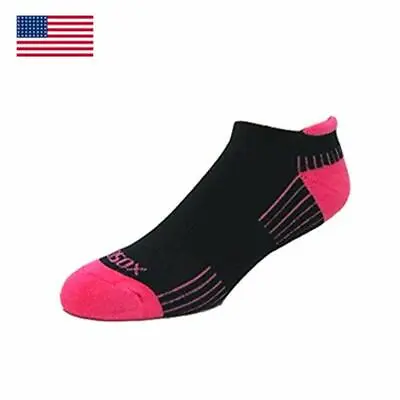 3 Pair EcoSox Bamboo Viscose Active Sport Tab Socks Sz. 9-11  Black/Pink  1007-8 • $33.55