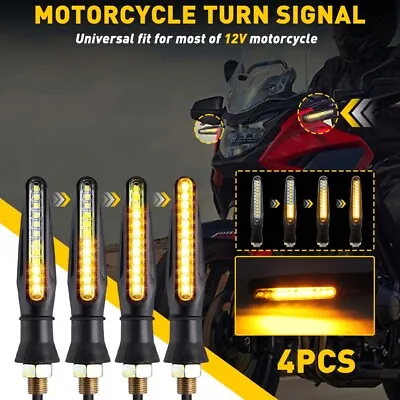 4X Sequential LED Motorcycle Turn Blinker Signal Indicator Marker Amber Light • $12.34