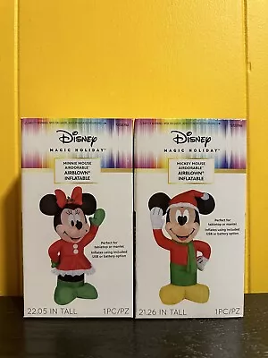 Disney 1.8'ft Holiday Minnie & Mickey Mouse Christmas  Airblown Inflatable - NEW • $44.95