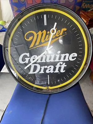 Vintage MILLER GENUINE DRAFT BEER Neon Clock • $125