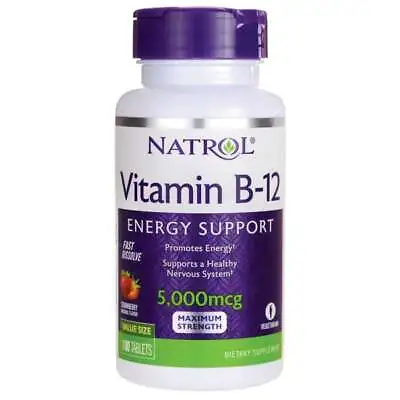 $10 • Buy Natrol Vitamin B-12 Fast Dissolve - Strawberry 5,000 Mcg 100 Tabs