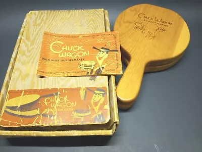 Vintage Chuck Wagon Wood Burger Maker Kit With Original Box & Recipe Book • $29.99