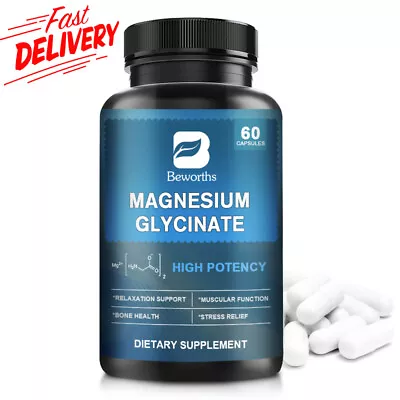 Magnesium Glycinate 350MG High AbsorptionImproved SleepStress & Anxiety Relief • $13.69