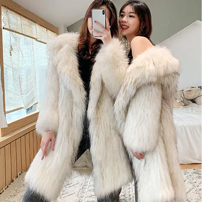 $126.99 • Buy Women's Raccoon Dog Fur Grass Coat Women's Long Fox Fur Suit Collar Fur Coat