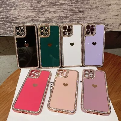 Phone Case Accessories Love Crystal Diamond Edge Electroplating Protective Cover • £8.99