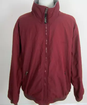 Mens L.L. Bean Bomber Jacket Fleece Lined Size L Cranberry Red • $18.03