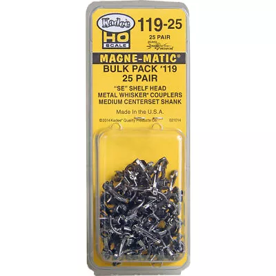 Kadee #119-25 Bulk Pack (25 Pr) #119 SE Shelf Whisker Metl Couplers Med 9/32  HO • $49.99