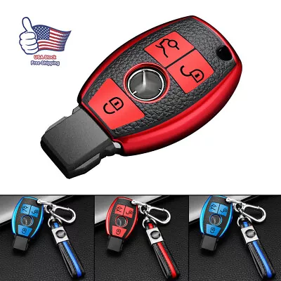 4 Color For Mercedes Benz 3 Button Remote Key Fob Cover Case Shell Leather TPU • $11.54